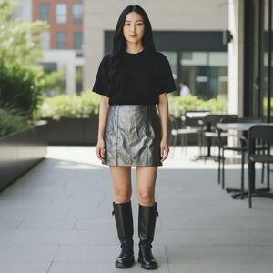Derek Heart Black Leather Skirt